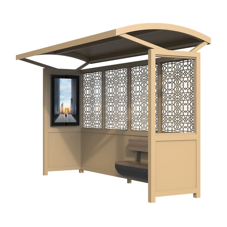 Открытый оцинкованный стальной стенд ожидания и структура автобусная остановка со скамейкой