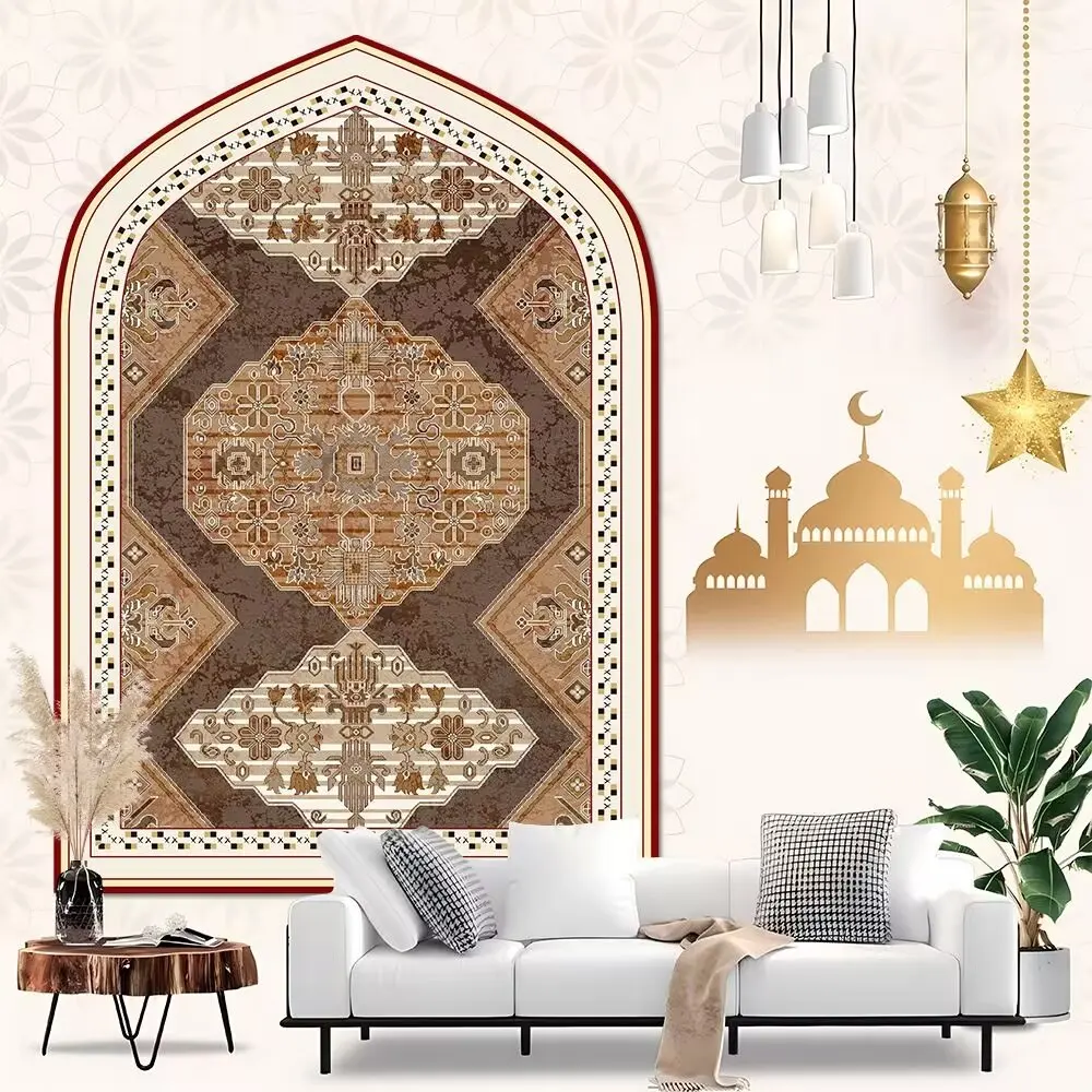 Living room carpet muslim islamic persian style mat for prayer and meditation faux cashmere tpr soft rug made in China