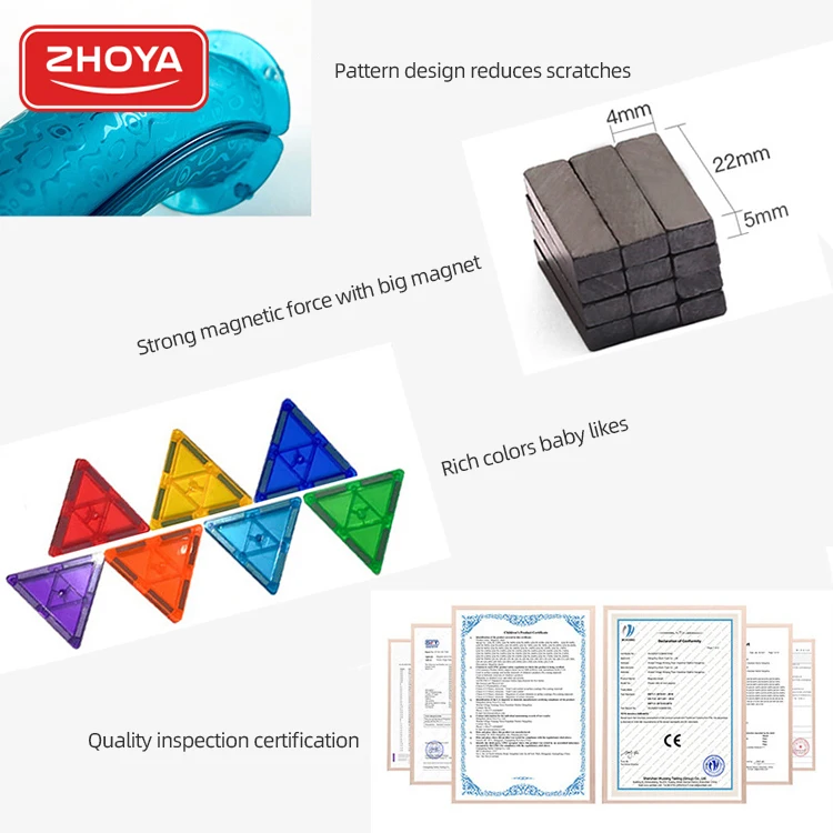 Zhoya New DIY Magnetic Tiles Constructor Toys Building Block Sets Safe ABS Plastic Magnetic Blocks Tiles For Kids