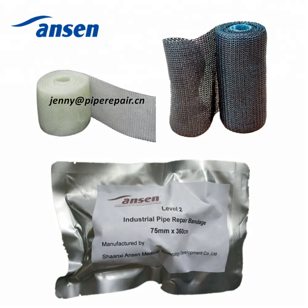 Shaanxi Ansen factory High Temperature Resistant Leaking Water Activated Fiberglass Fix Pipe Repair Bandage