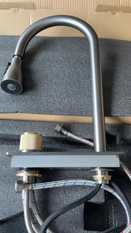 Household black 304 stainless steel kitchen waterfall sink large single slot vegetable washing basin sink