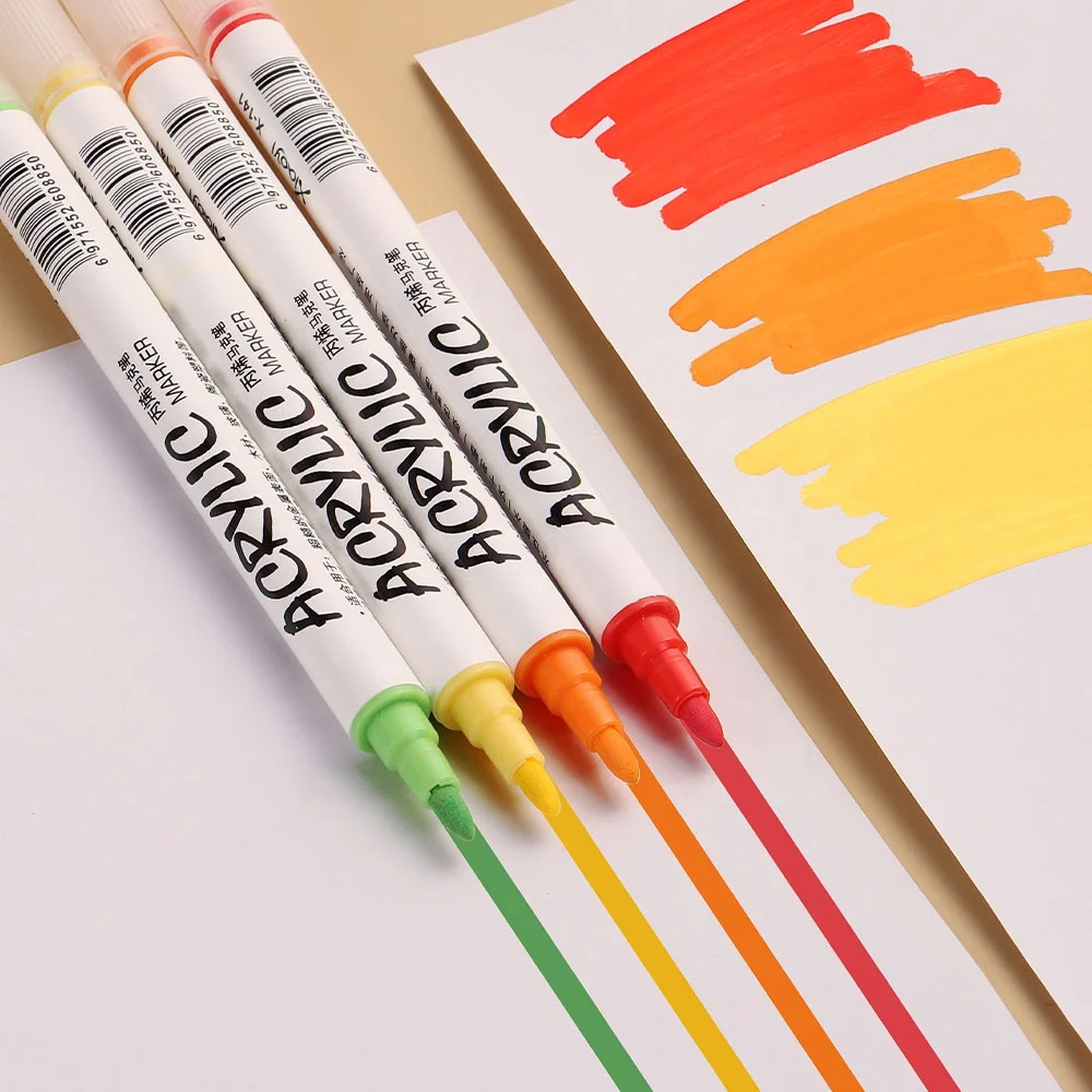12 Colors Acrylic Paint Pens Set Coloring Pens DIY Art Rock Marker