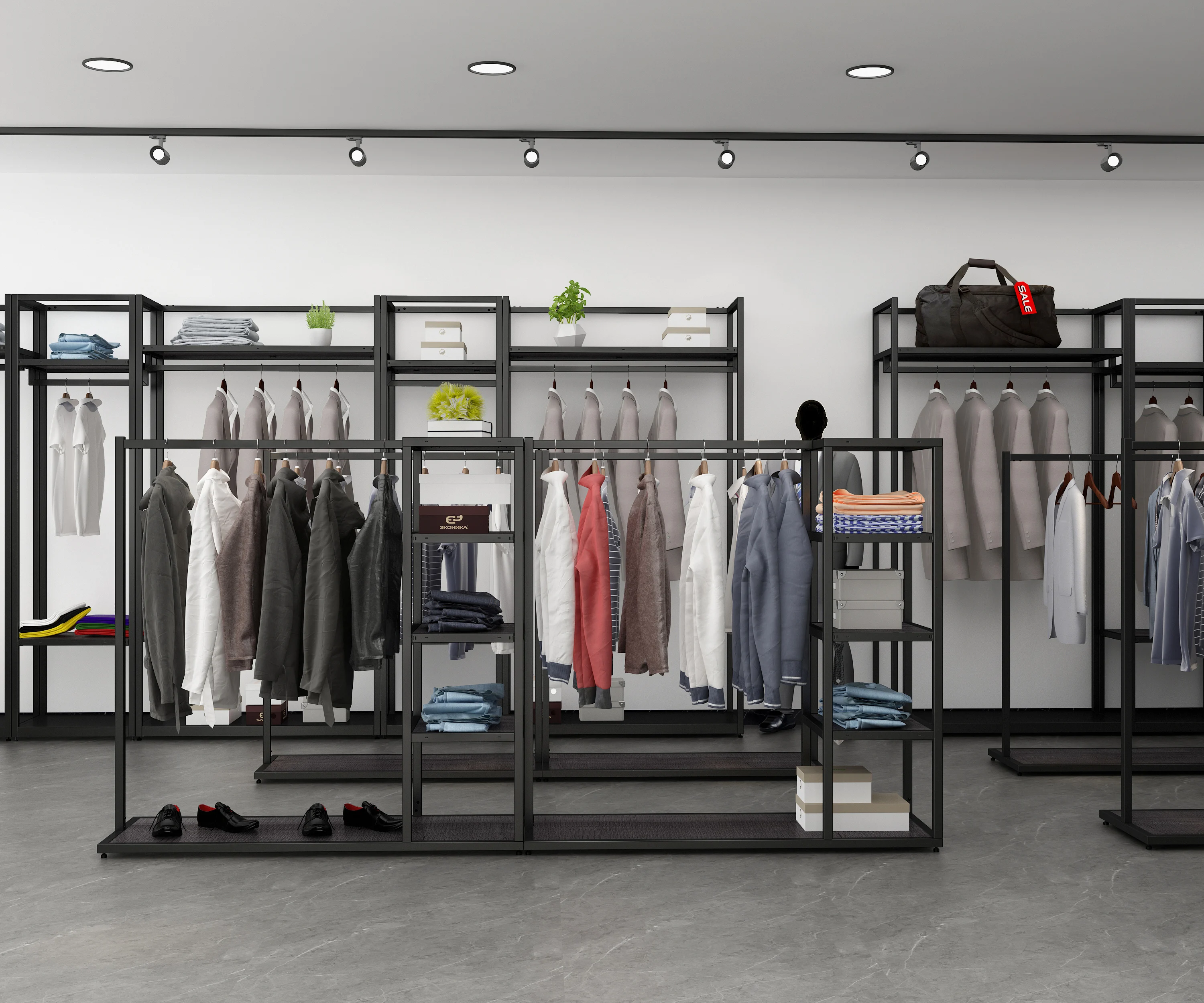 Trendy Fashion Retail Boutique Shop Furniture Custom Clothes Display Racks for Clothing Store Design