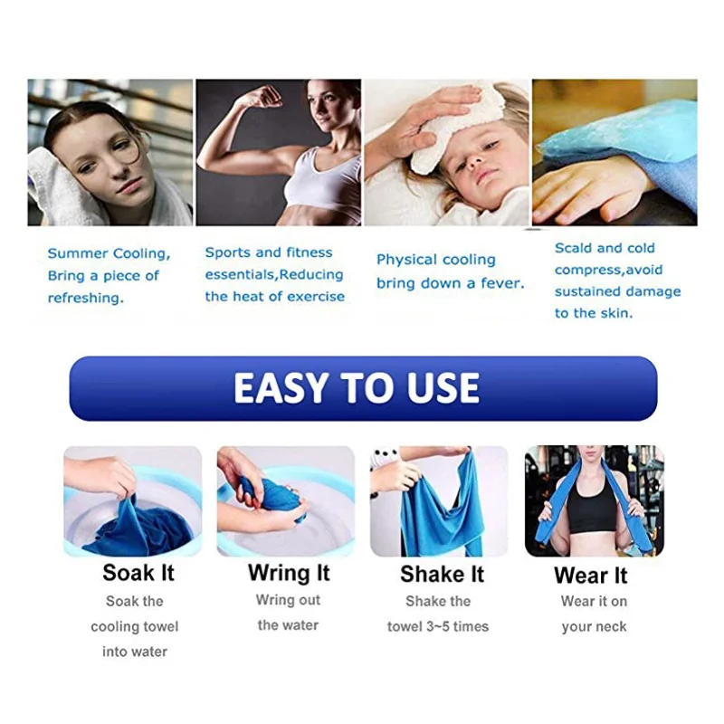 Microfiber quick-dry ice towel polyester instant cool gym cooling towel custom logo