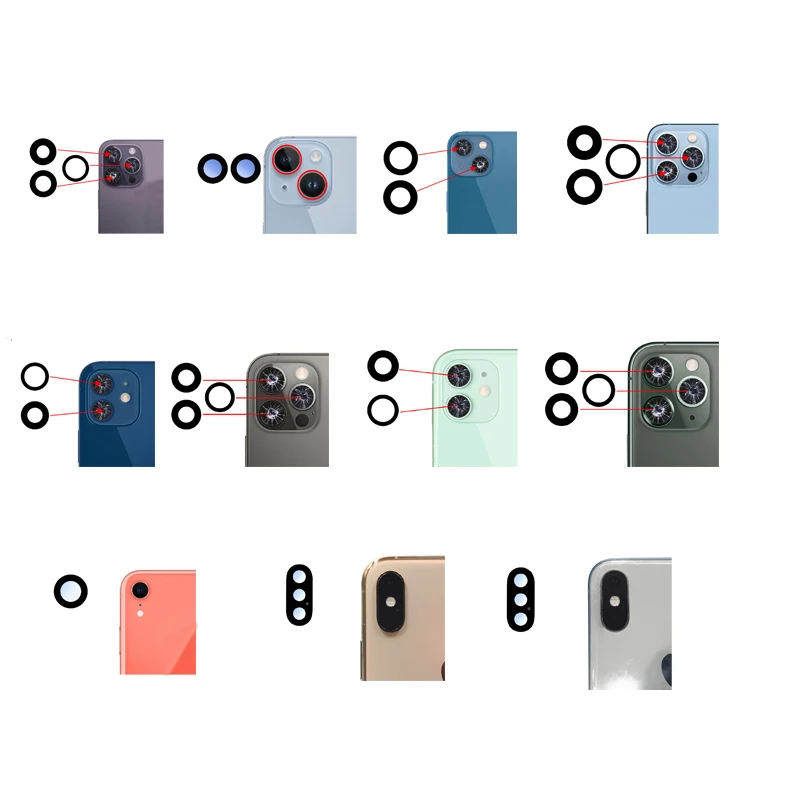 Replacement Rear Back Camera Lens Glass for iPhone 6 7 8 X XR 11 12 13 14  Mini Pro Max Rear Back Camera Glass Lens Original