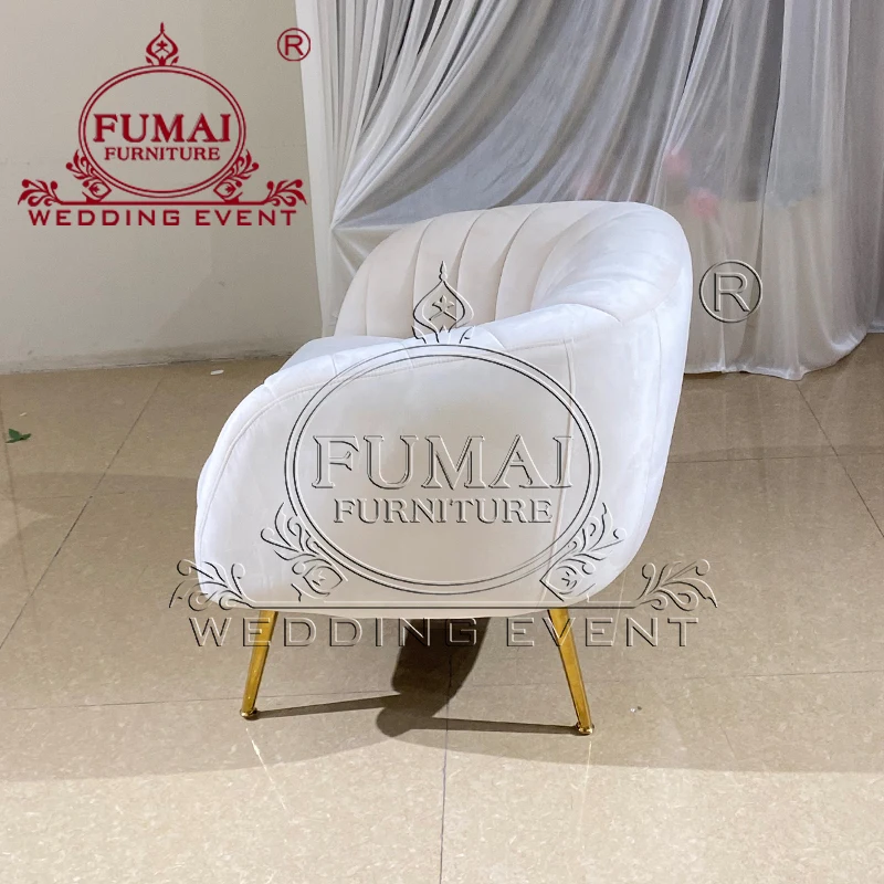 White Velvet Single Seater Soft Wedding Sofa Chair