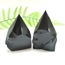 Wholesale Raw Stones Natural Black Obsidian 6.5cm Crystal Raw Polished Tower for Feng Shui