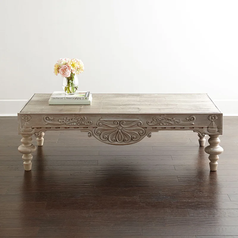 Custom furniture european-style retro do old fashion high-end carved oak coffee table