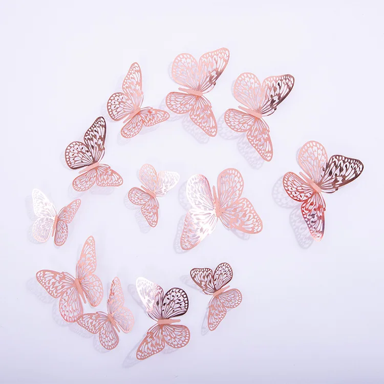  Metallic Color Gold Rose Butterflies for Cake Decoration Silver