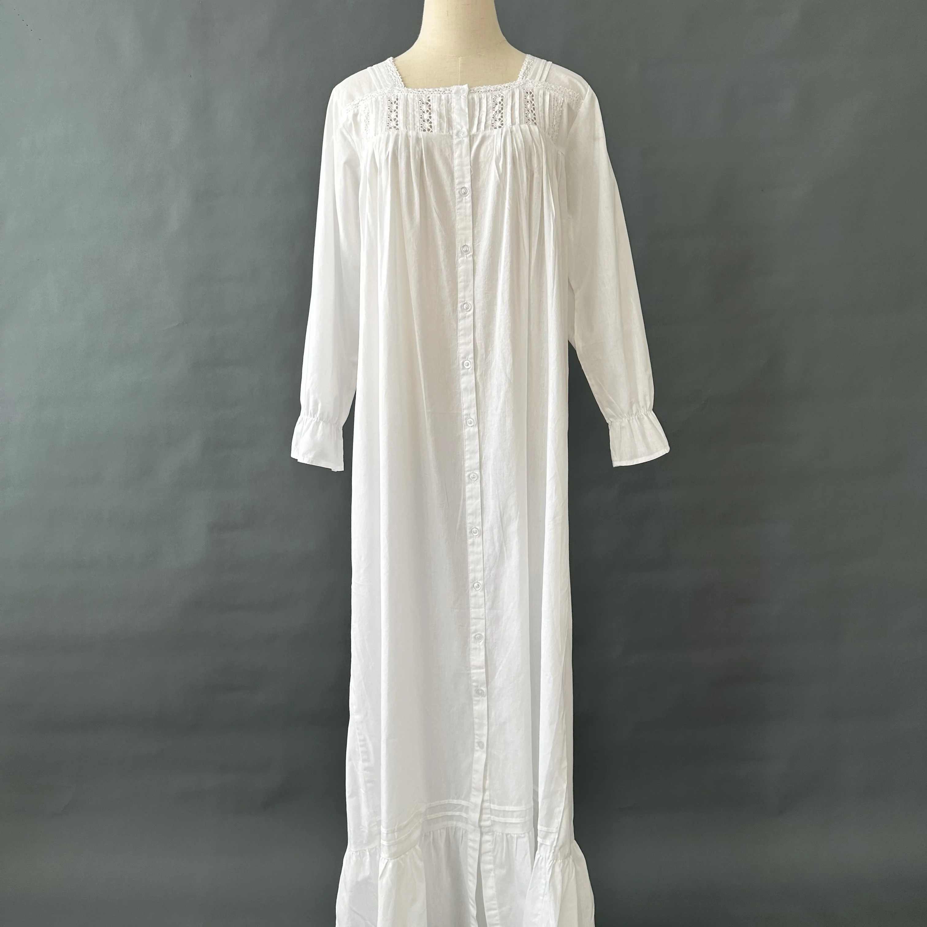 Long Sleeve Embroidered Button Front Robe