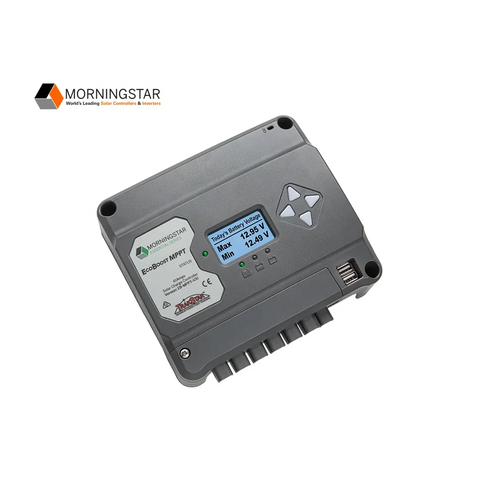 
Контроллер заряда солнечной батареи Morningstar EcoBoost MPPT 40A с ЖК-экраном 