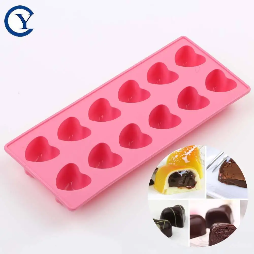 Custom Silicone Chocolate Heart Shape Candy Mold silicon chocolates cake making mold ice block cube tray