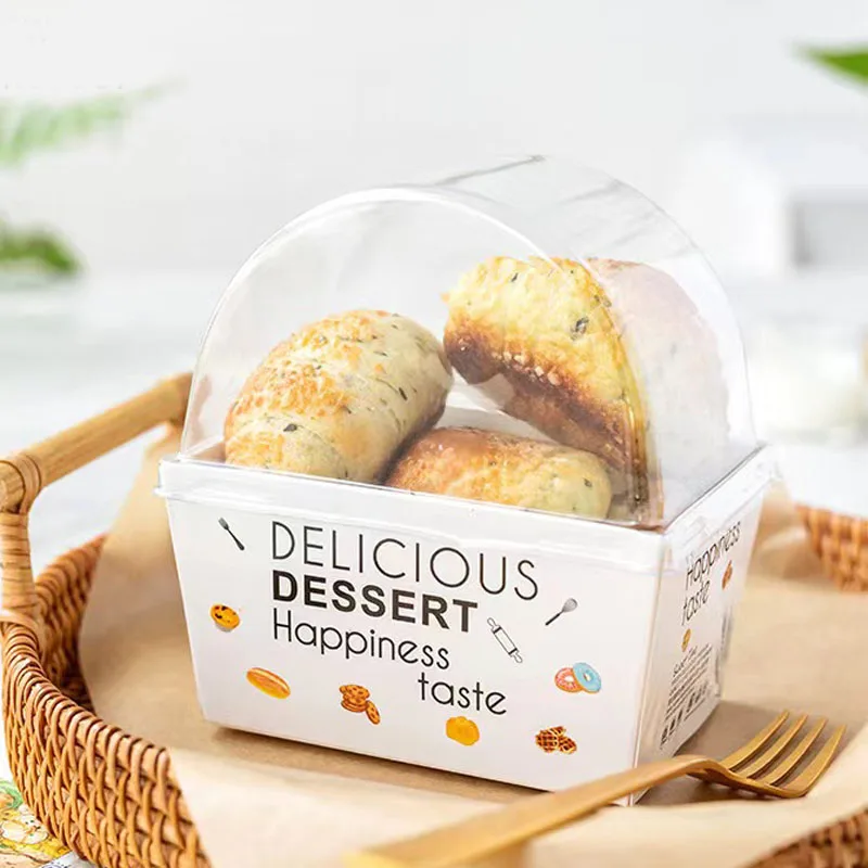 MOQ 500sets Take Out Cardboard Roast Food Packaging Disposable Egg Drop Sandwich Hamburger Box With Dome Cover