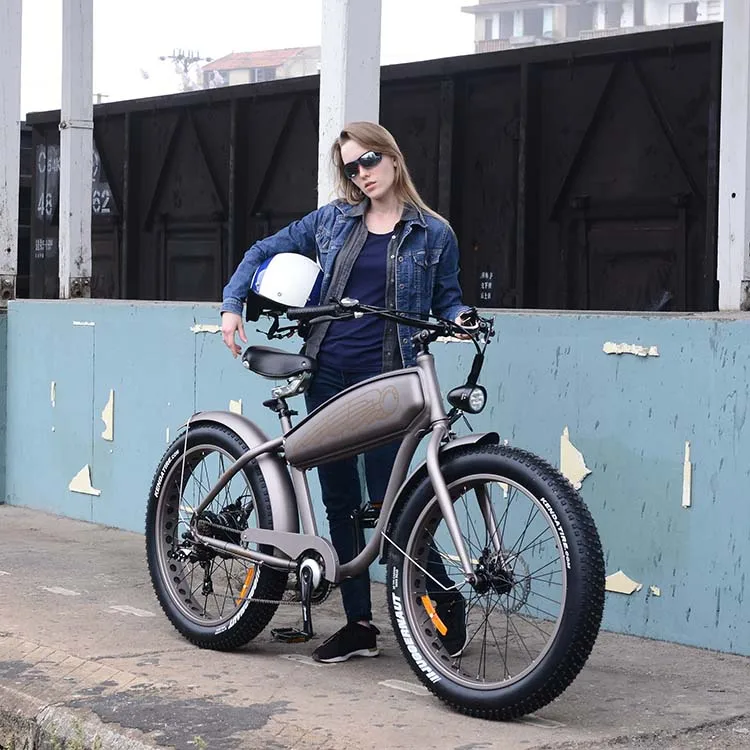 Outdoor sports bicycle with front shock absorber and wide tire electric mountain bike fat tire electric cycle motor 750w