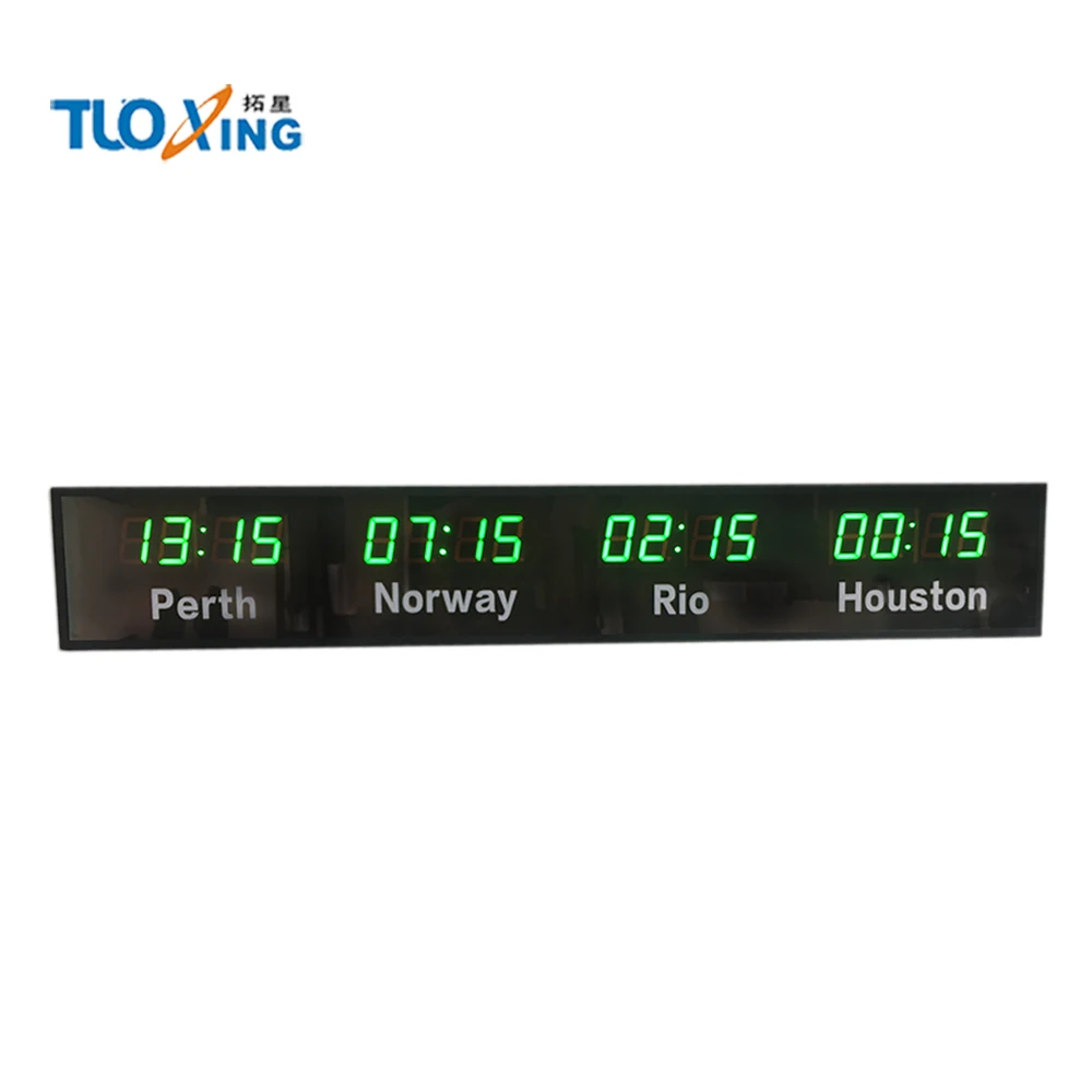wall mounted digital led time zone clock world clock