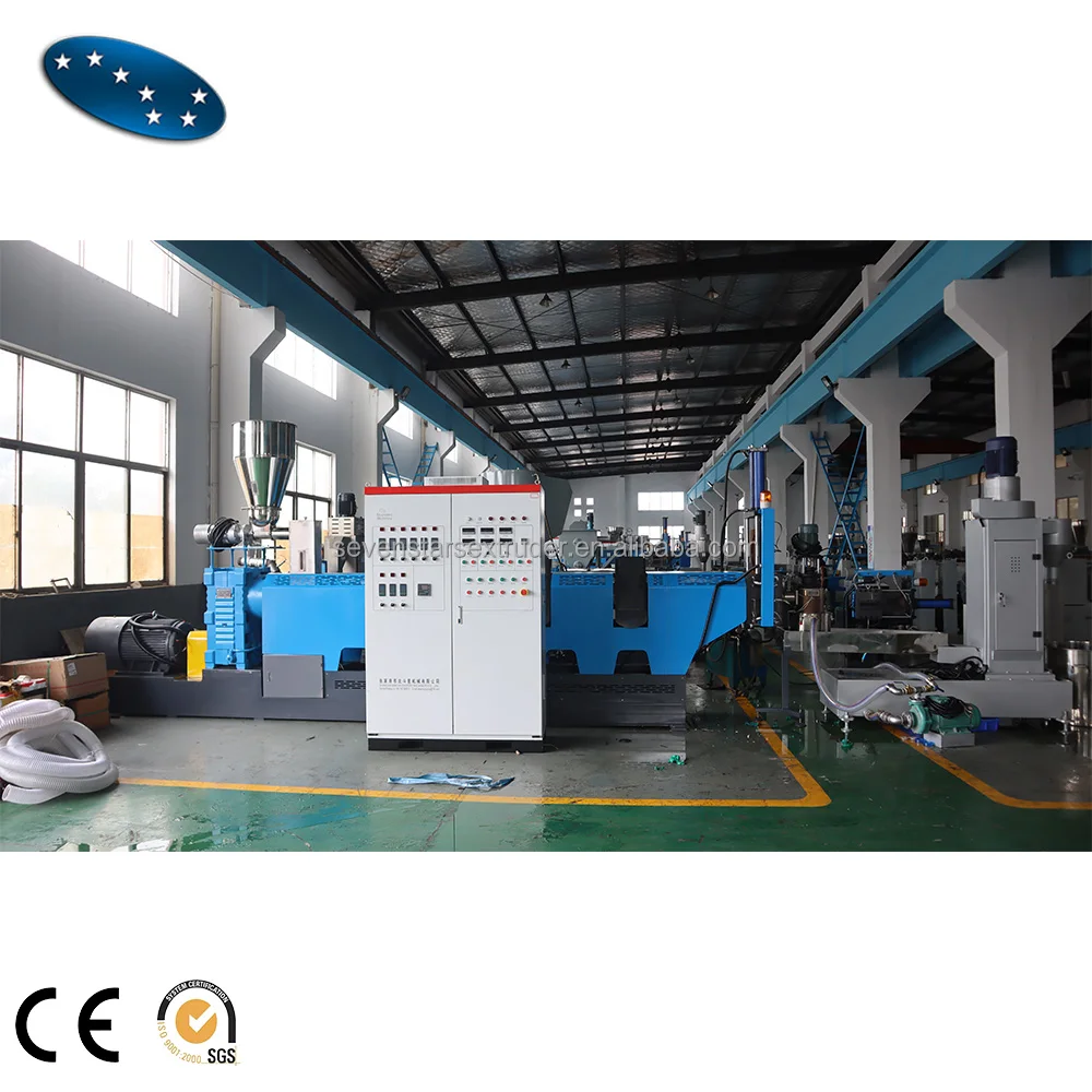 Hopper feeding double stage recycled waste plastic pelletizing machine PP PE granulator