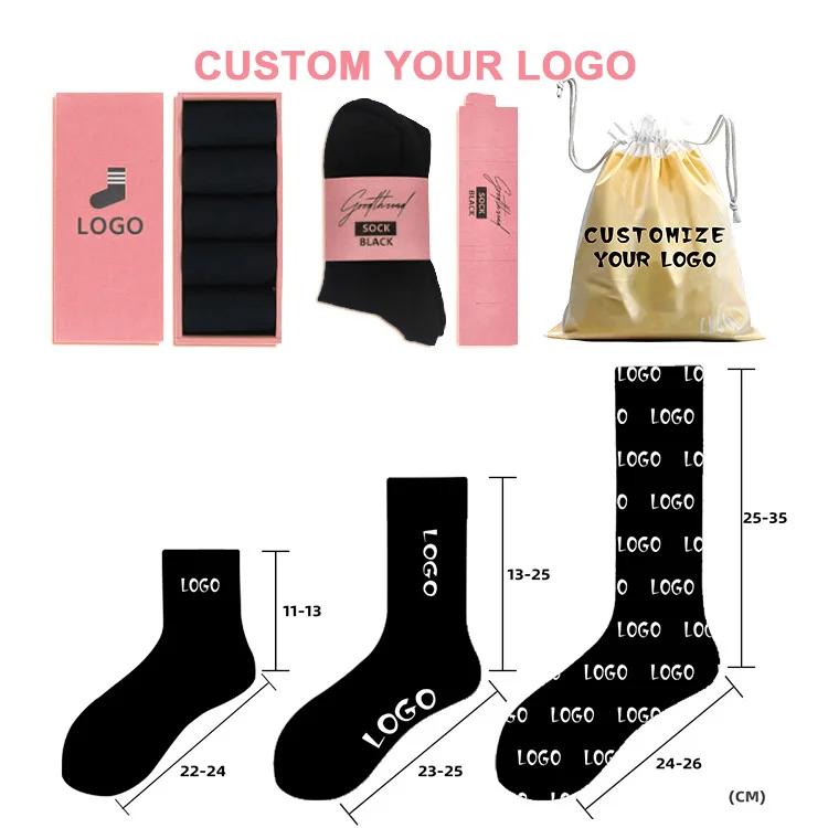 Plain Knit Embroidery Wholesale Custom Sock Bamboo Crew Grip Printing Baby Sport Made Happy Logo Socks Paper Card Customize
