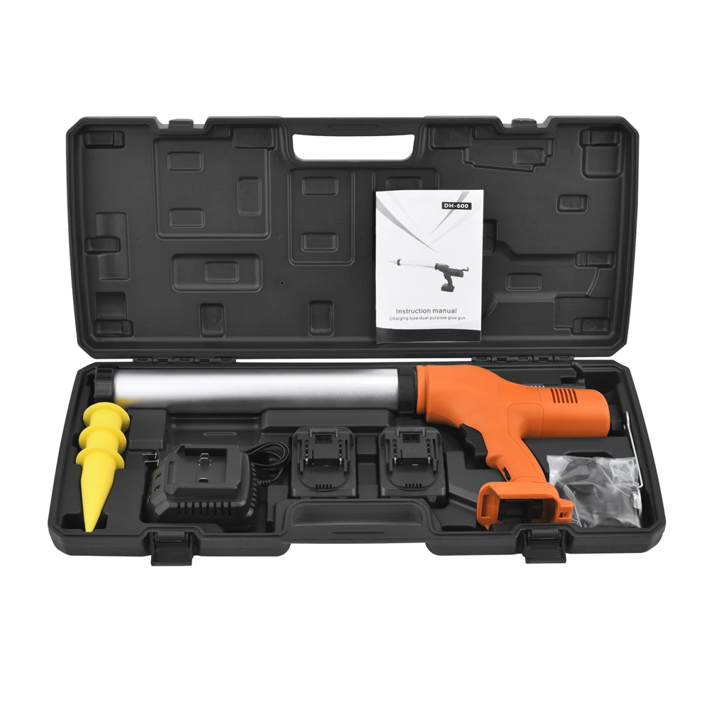 6-Speed Anti-Dripping 2in1 Sausage and Cartridge Type Cordless Glue Gun with 2 Battery and 1 Changer