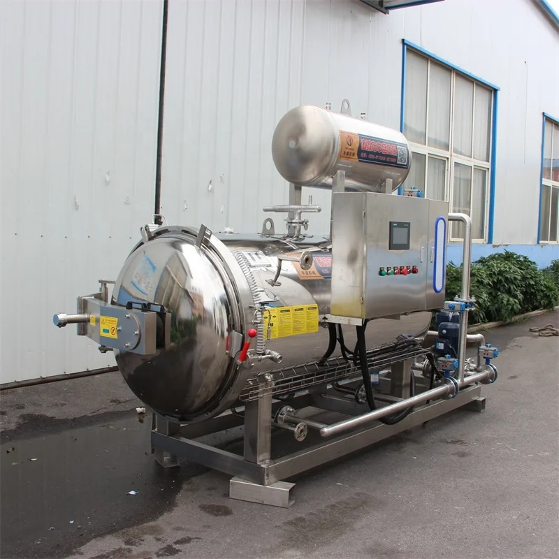 Automatic water cascade thick coconut milk sterilization autoclave machine for bottle milk beverage sterilization