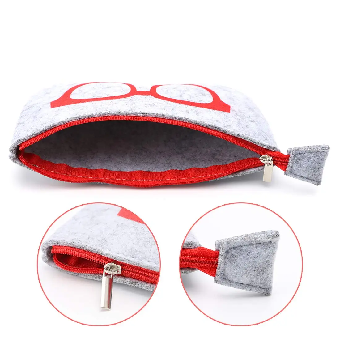 Wholesale Cheap Portable Eyeglasses Bag Makeup Storage Pouch Pen Case Soft Felt Zipper Purse Glasses Bag For Custom Logo Print