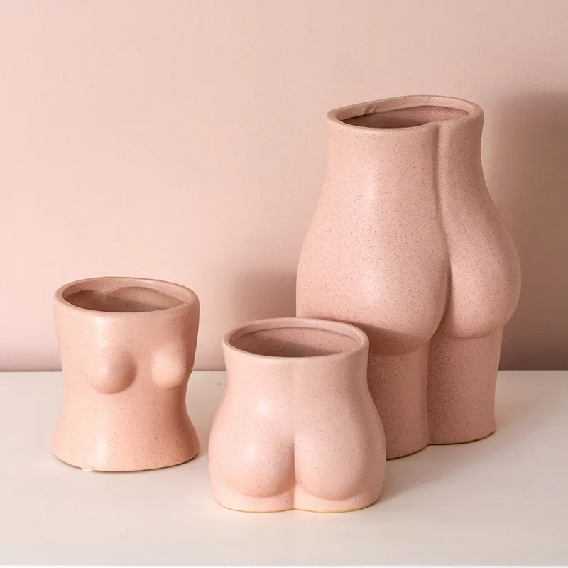 
Mini Body Art Vase Boobs Ass Ceramic Small Vase Sculpture Ornaments Crafts Creative Abstract Hobby Vase Flower Pots Home Decor 