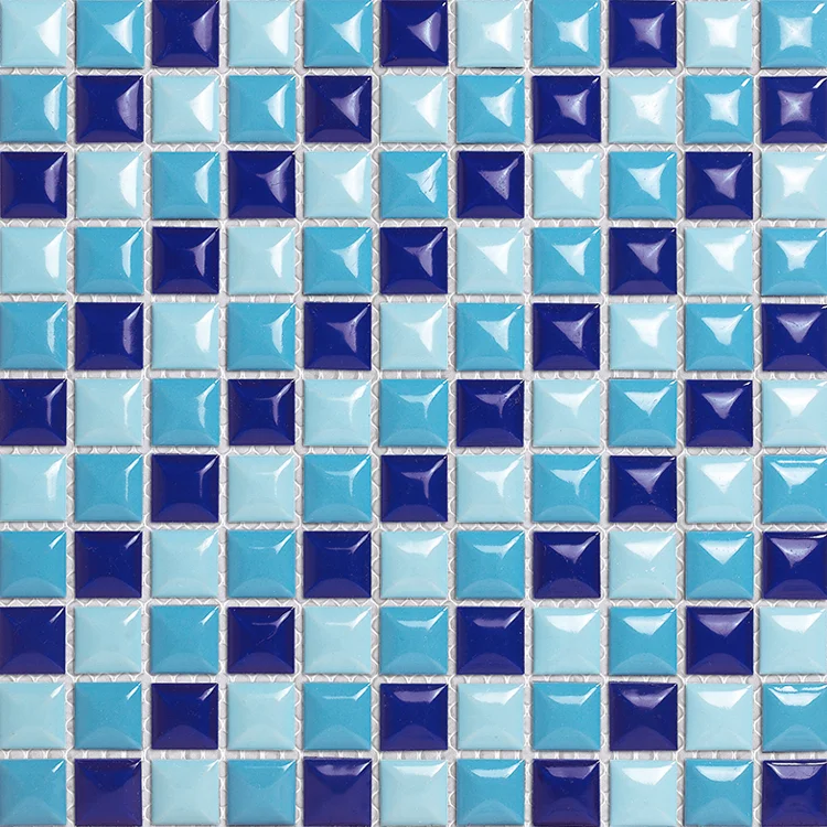 convex surface blue ceramic pool mosaic tile for swimming pool in china