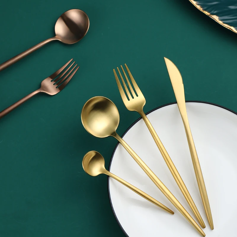 High quality Stainless Steel Plated gold Wedding Flatware set Stainless Steel Wedding golden Cutlery Set