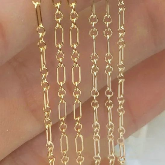Real 14K Gold Filled 3+1 Cable Chain Necklace Bulk 1.68MM Long And Short Chain Roll Permanent Jewelry Chains Findings Wholesale
