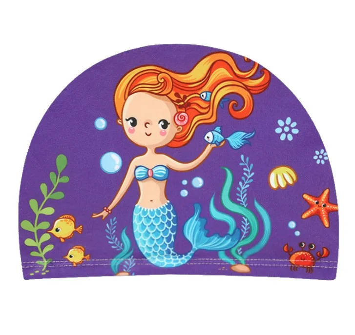 Детская шапка для плавания, милая мультяшная универсальная детская Удобная шапка для мальчиков и девочек из ткани для плавания с принтом m61003