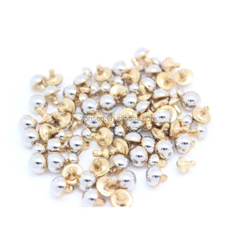 Wholesale 8mm Metal Rivets Brass Material Decorative Pearl Rivet Studs Eco-friendly For Clothes Shoes Bags