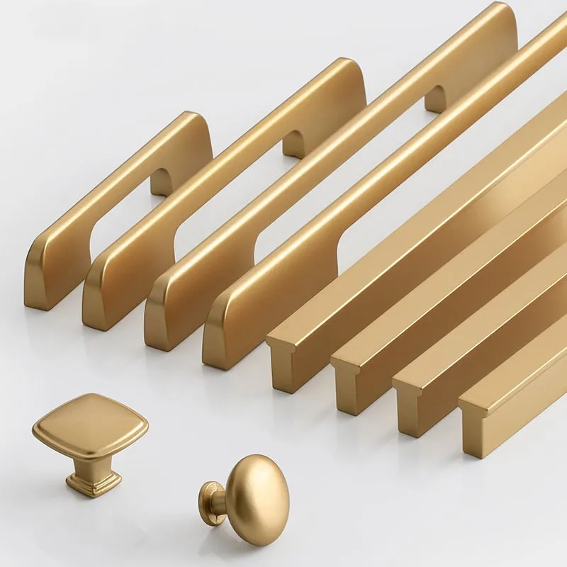 Furniture Handles Black Golden Cupboard Wardrobe Pulls Solid Aluminum Kitchen Cabinets Pulls Handles for Cabinets and Drawers