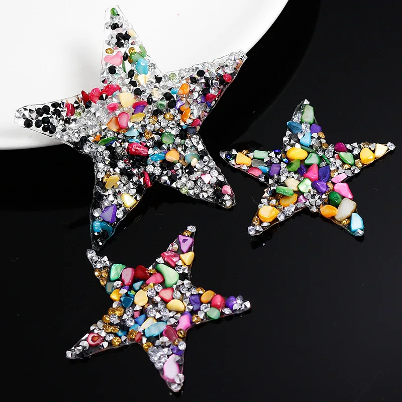 Fashionable five-pointed star color stone rhinestone cloth paste resin drill adhesive manual diy patch