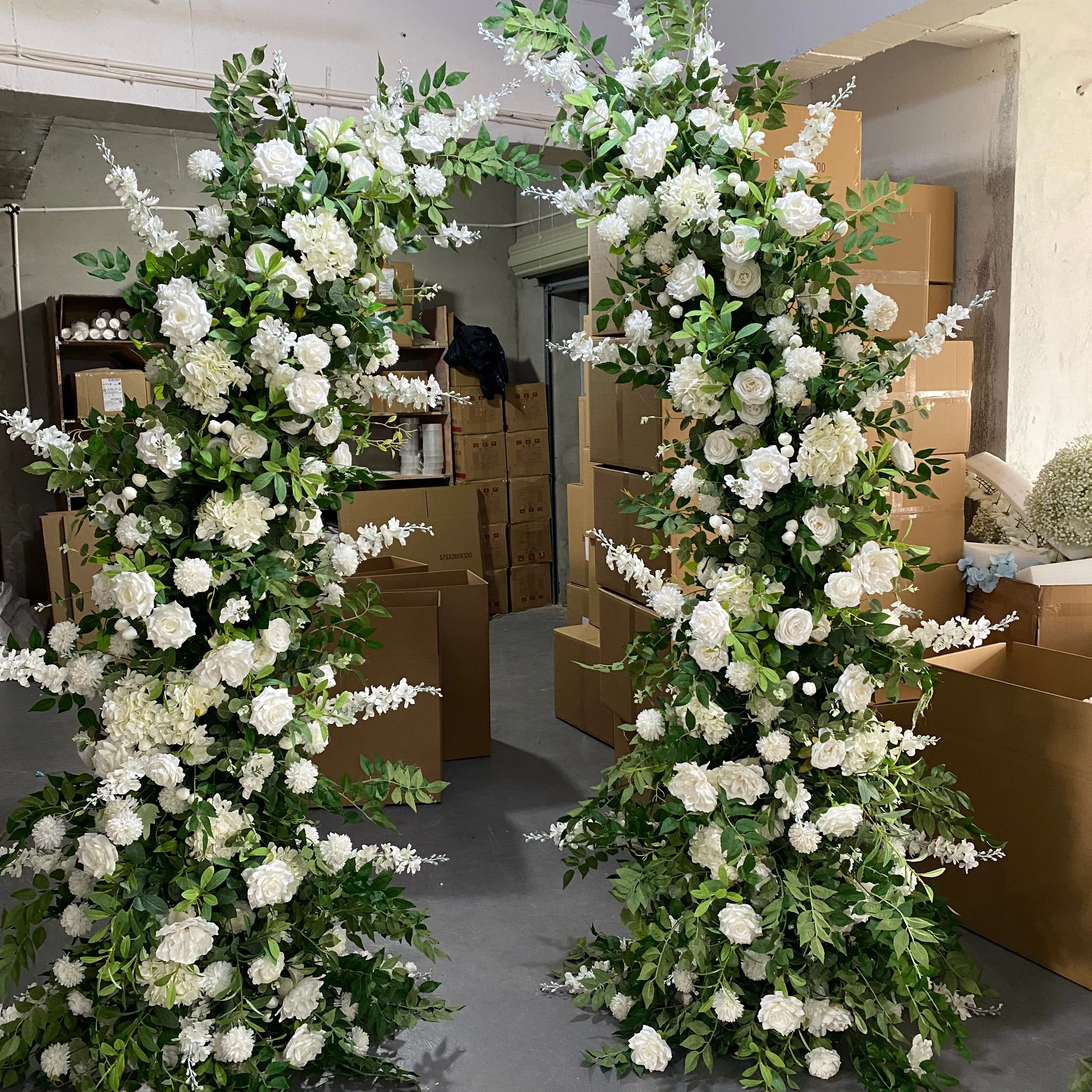 A-HOA031 Wedding arch flowers artificial horn flower arch arrangement silk flower arch backdrop for event decoration