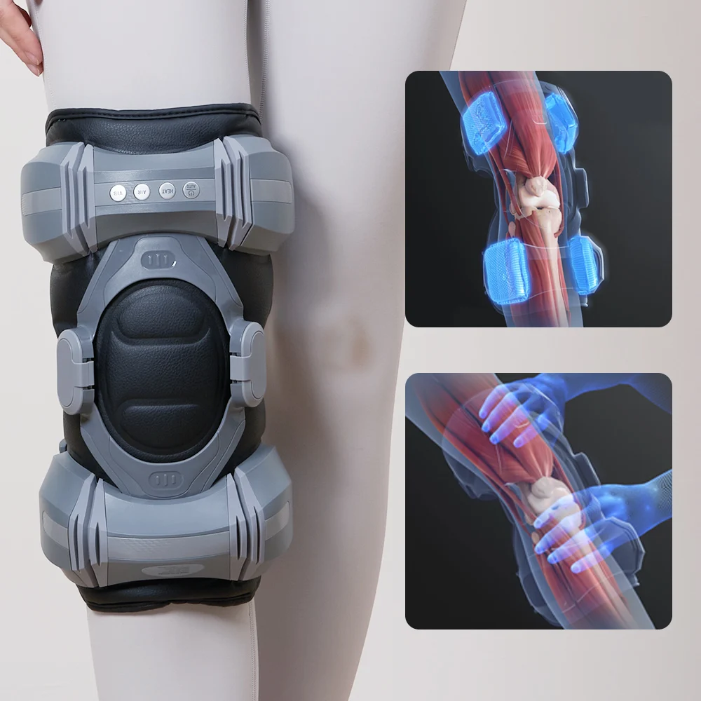 Alphay 3D Wrap Around Design knee elbow massager with heat Shoulder Massage Airwave Joint Massager for Knee Pain Relief
