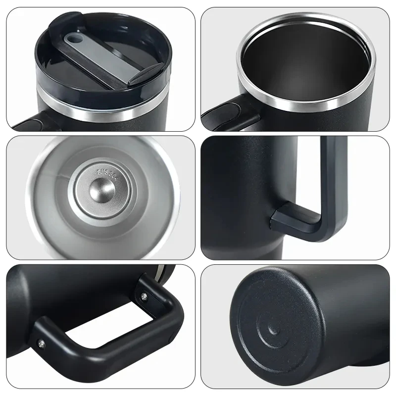 Custom 40oz Travels Car Metal Cup Stainless Steel Insulated Beer Coffee Mug Powder Coated 40 Oz Tumblers With Handle And Straw