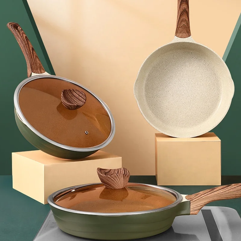 kitchen cookware professional frying section ceramic diecast set nonstick glass cover cooking pot die cast iron grill fry pan