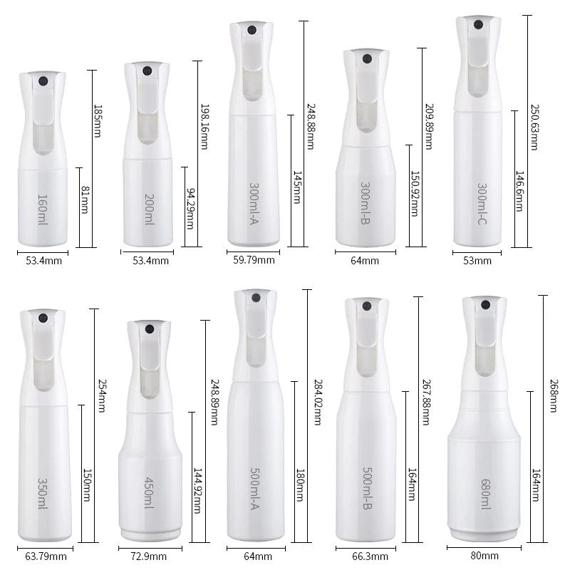 Custom 100ml 500ml Water Mister Empty Ultra Fine Mist Small Continuous Hair Spray Bottles for Hairstyling Plants Salons Cleaning
