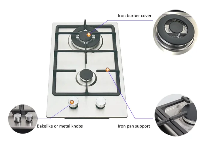 2024 New Wholesale Price High-quality Steel Frame + Cast Iron Portable Mini Gas Stove Built-in 2 Burners Cooktop