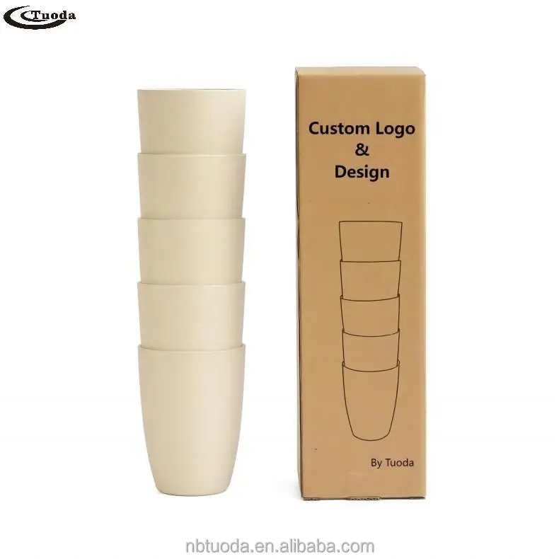 Tuoda Wholesale Eco-friendly Reusable Stacking Coffee Cups Wheat Straw Plastic Cup For Picnic Camping