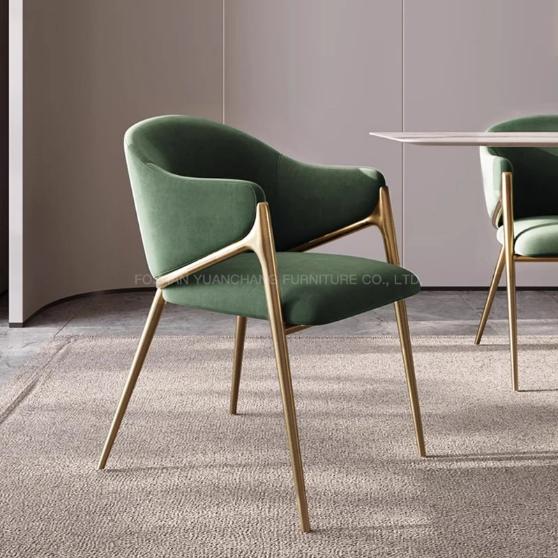 Velvet Design Living Room Furniture Luxury Kitchen Chairs Stainless Steel Boucle Accent Dining Chair With Gold Leg