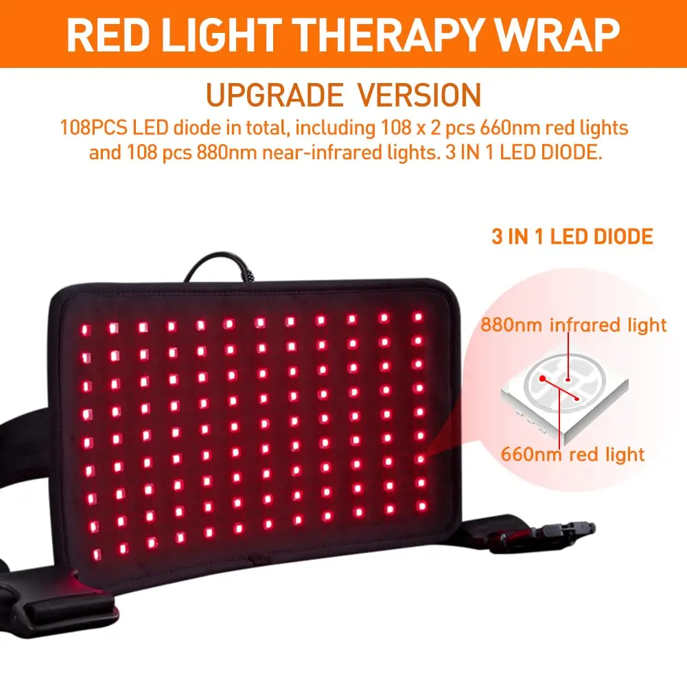 DGYAO Laser Lipo Weight Loss Pain Relief Back Waist Belt Wrap Pulse Led Infrared Red Light Therapy Belt