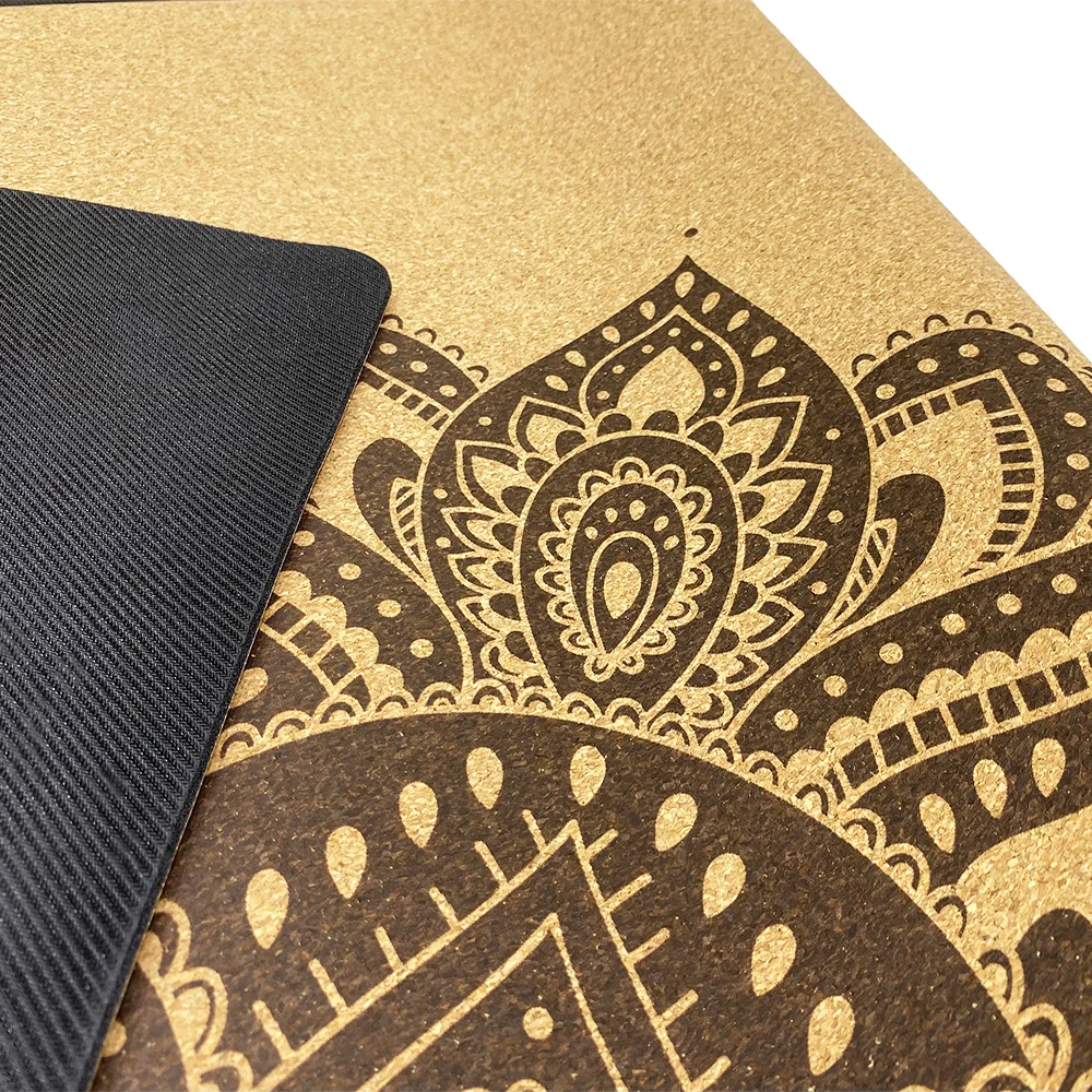 Wholesale Custom Logo Eco Printed Natural Rubber Tpe Matt Block Ball Bag Set Thick Cork Yoga & Pilates Mat With Logo Strap
