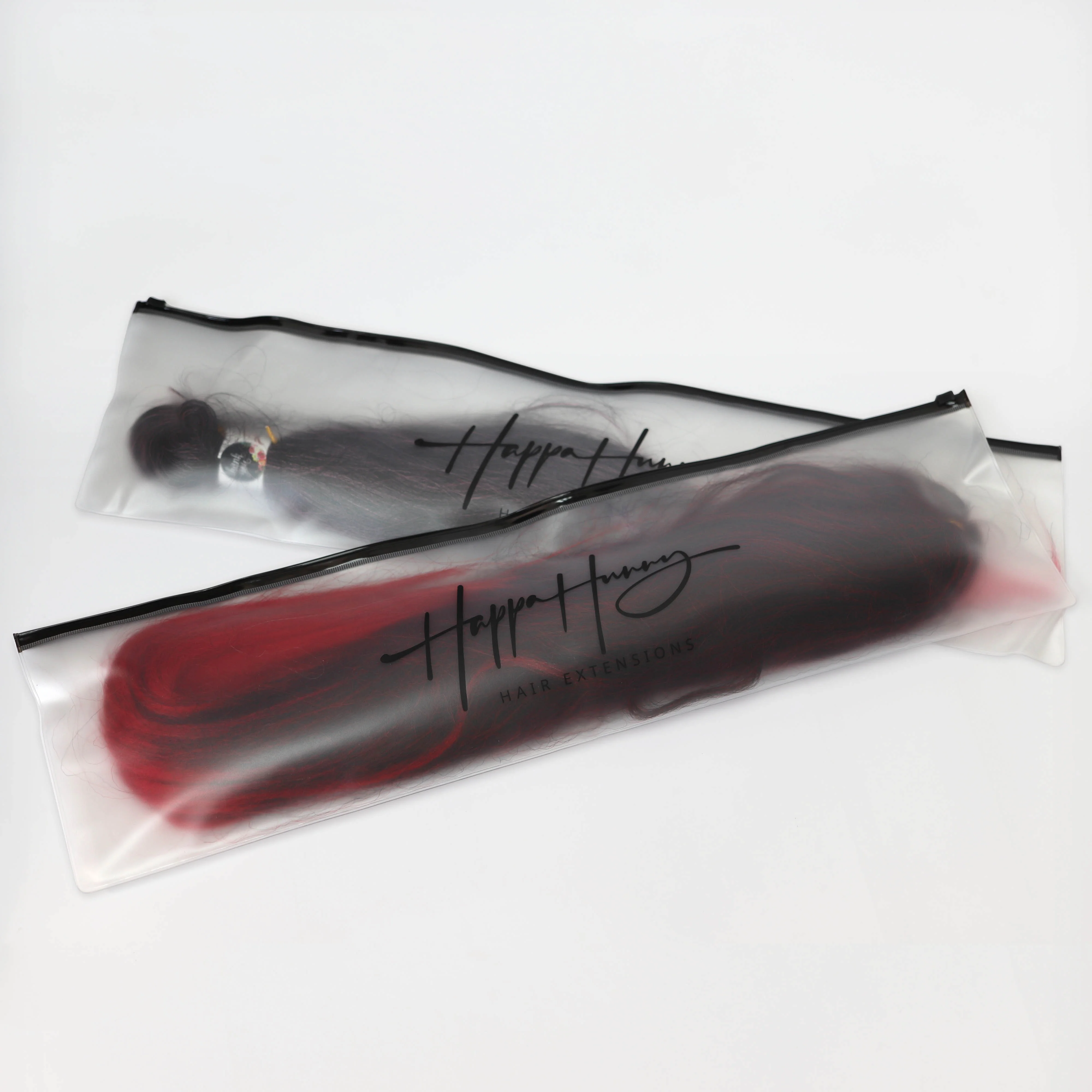 Wholesale Branded Plastic Hair Zipper Packaging Bag Clear Vinyl PVC Ziplock Pouch For Hair Extensions