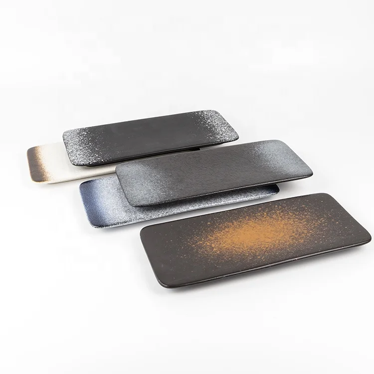 Japanese Retro Ceramic Serving Platters, Sushi Plates Rectangle Plate For Dinner Party Restaurant for Appetizer, Meat, Dessert