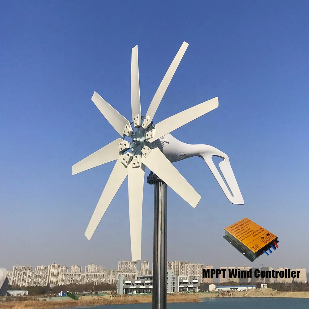 Free Shipping to US White Low Wind Speed Start Horizontal Axis Wind Turbine for Energy Windmill Power Generation