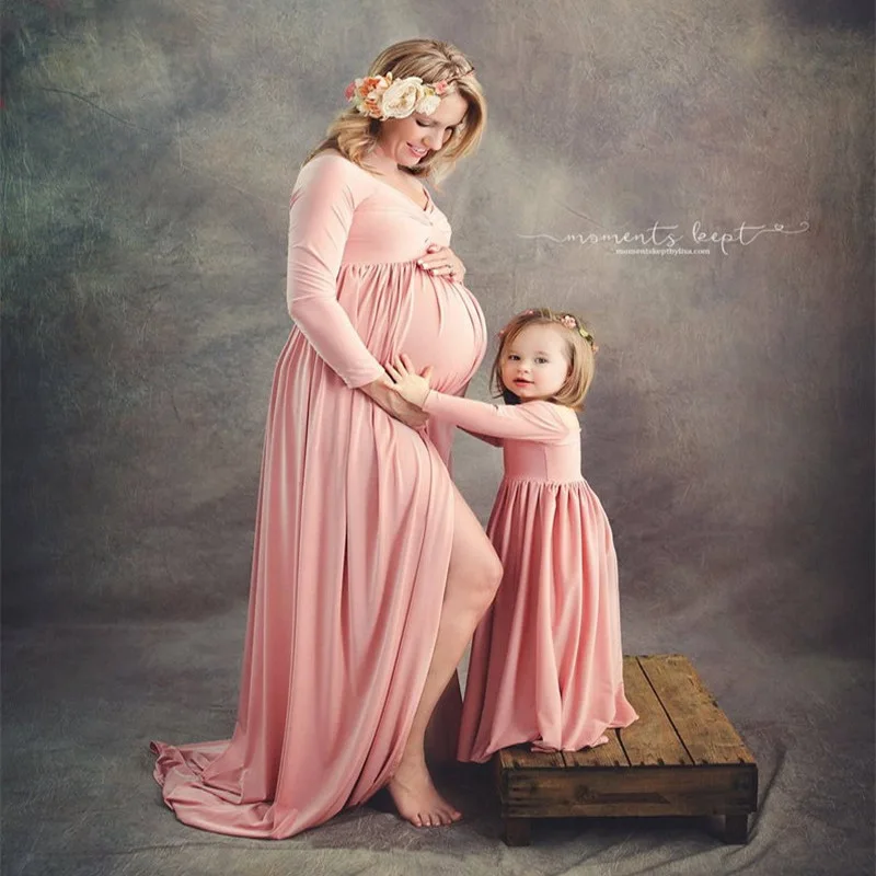 Mommy and Me Clothes Photography Pregnant Women Maternity Maxi Dress Mother and Daughter Dresses