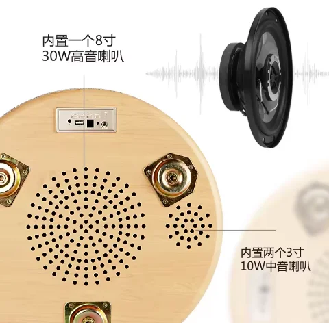 High-end Large Soundbar Tooth Speaker Loudspeaker Ring Blue 1 Piece Usb Wood Wireless Charger For Mobile Phone Active 20w