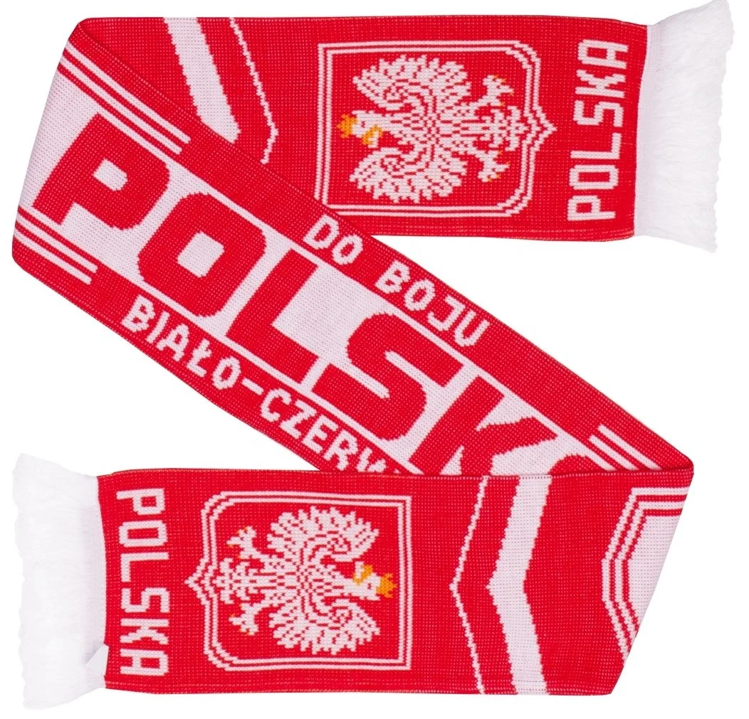 Professional Custom Soccer Knitted Neck Acrylic Scarf Championship European Sports Football Team Poland Fan Scarf