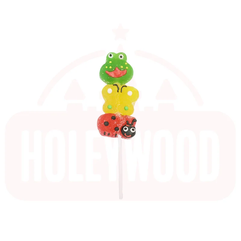HOLEYWOOD 33g Frog Strawberry Pectin Strings Hand-Crafted Delicate Lollipops with Fruit Flavored Packaged in Bags