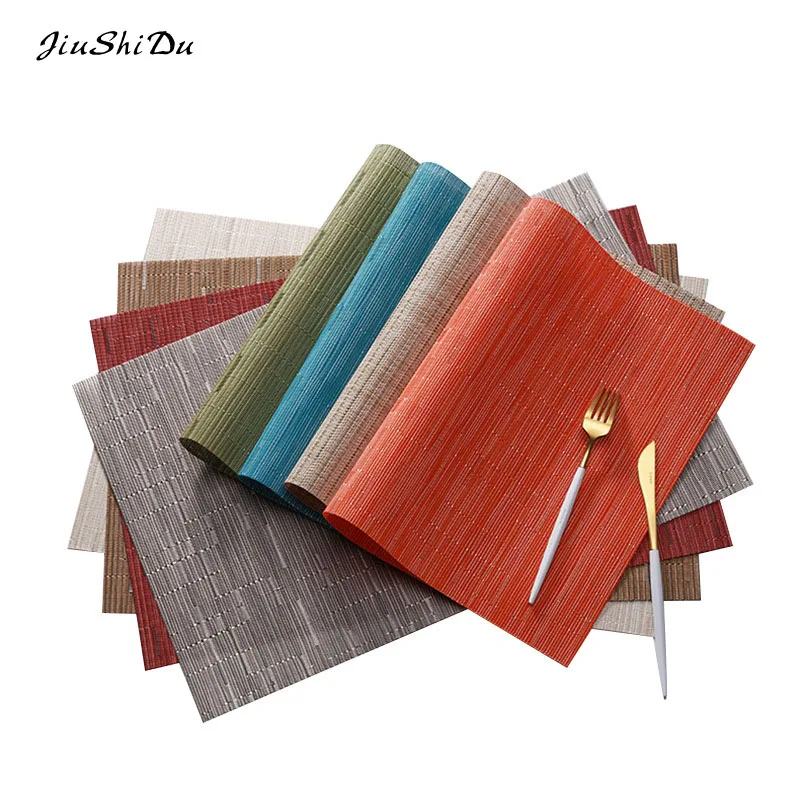 
PVC heat insulation anti-slip hotel restaurant bamboo pattern student placemat 